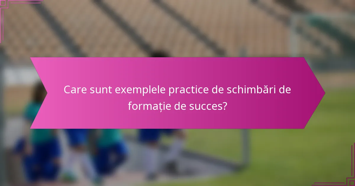 Care sunt exemplele practice de schimbări de formație de succes?