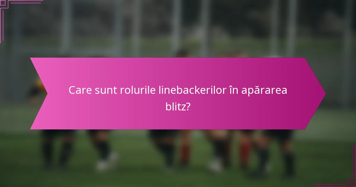 Care sunt rolurile linebackerilor în apărarea blitz?
