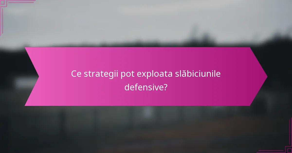 Ce strategii pot exploata slăbiciunile defensive?