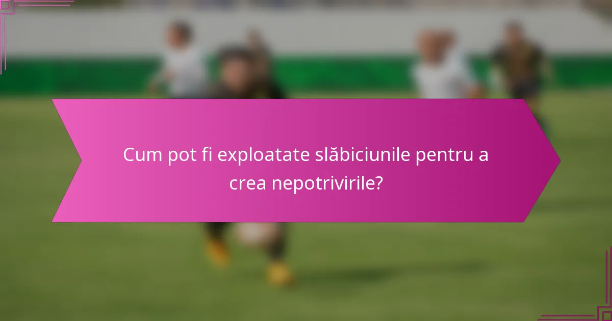 Cum pot fi exploatate slăbiciunile pentru a crea nepotrivirile?